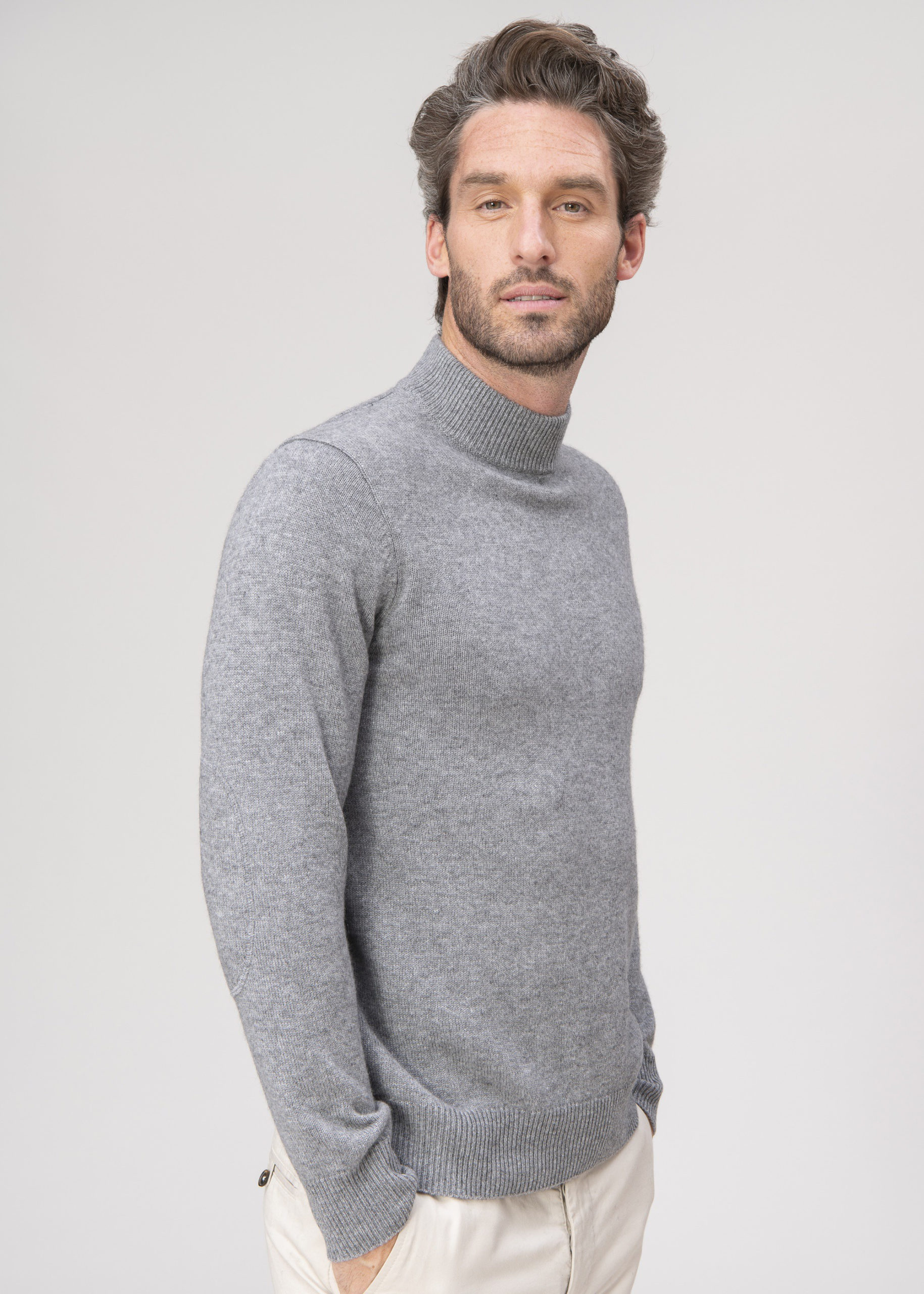 pull col cheminée gris homme