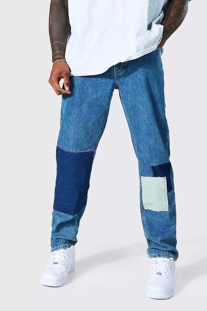jeans patchwork homme